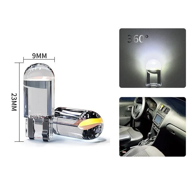 TCYATO 10 stks automotive LED T10 glas COB lezen lichtkoepel logo wedge kentekenverlichting 168 194 192 DC 12 V wit