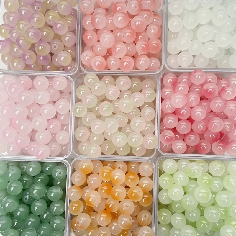 8mm/50 stücke Süße Stil Dual Farbe Glas Lose Perlen Für Handgemachte DIY Armband Halskette Schmuck Machen Liefert dekorative Perlen