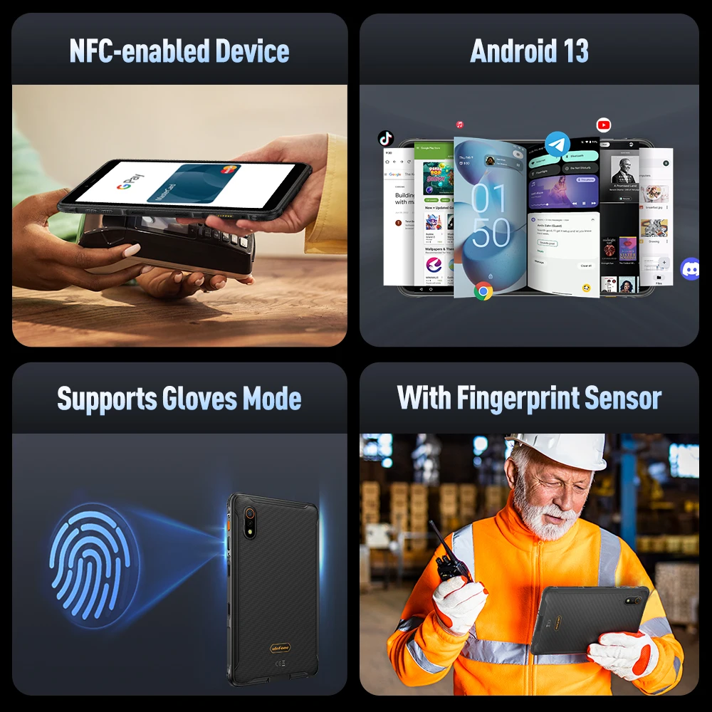 Планшет Ulefone Armor Pad Pro защищенный, IP68/IP69K, 4G, MT8788, 16 ГБ ОЗУ (8 ГБ + 8 Гб виртуальной ОЗУ), 128 Гб ПЗУ, 48 МП, 7650 мАч, Android 13