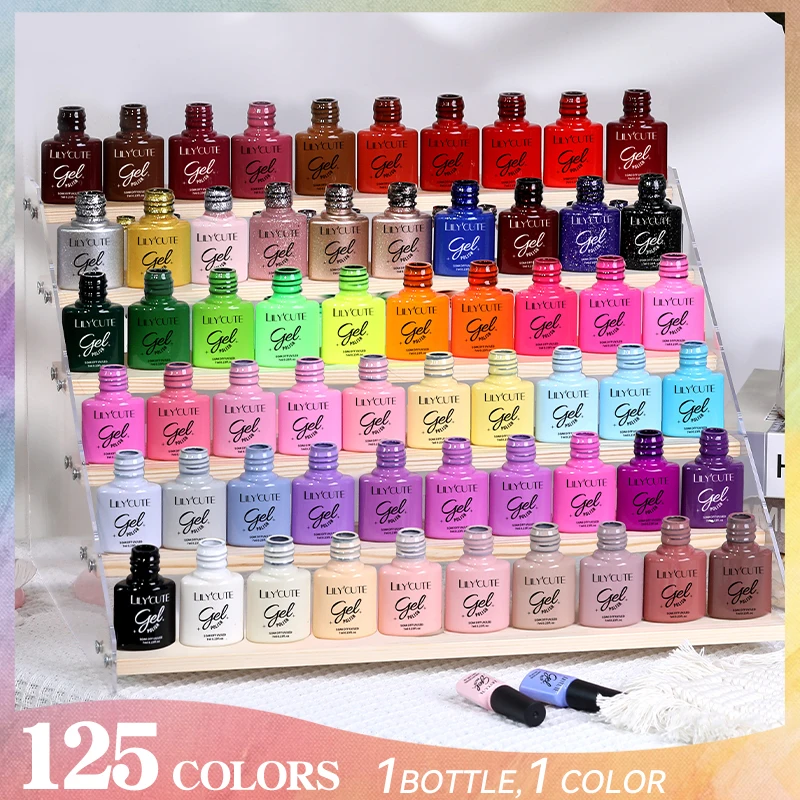 LILYCUTE 7ml Gold Sparkling Glitter เจลเล็บกึ่งถาวร UV เจล Soak off UV LED เล็บเจลเคลือบเงาสําหรับเล็บ DIY