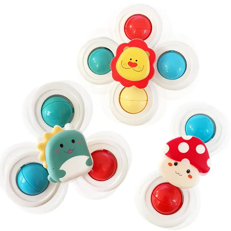3PC Set Saugnapf Spinning Cartoon Tier Spinner Spielzeug Für Kinder Fenster Baby Hochstuhl Tisch Reise Bad Spielzeug für kinder Geschenk