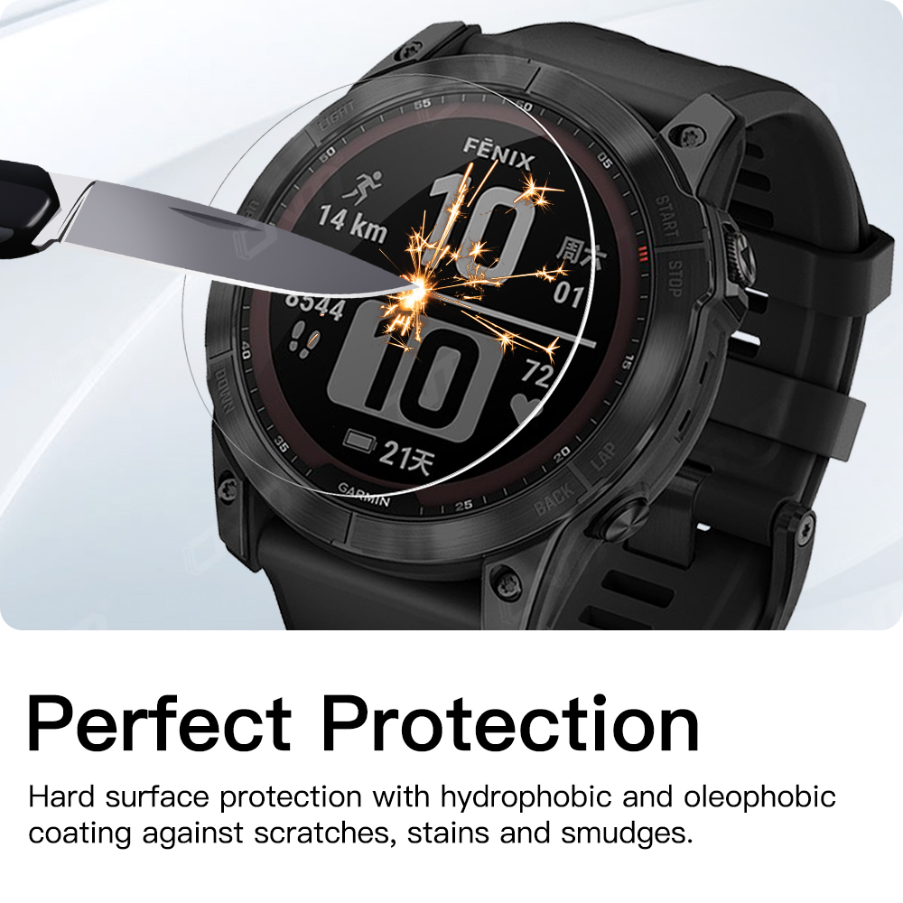 กระจกนิรภัย 9H สําหรับ Garmin Fenix 8 7X 6X Pro 7 6 7S 6S 5 5S พลังงานแสงอาทิตย์ AMOLED Screen Protector แก้ว anti-Scratch ฟิล์มอุปกรณ์เสริม