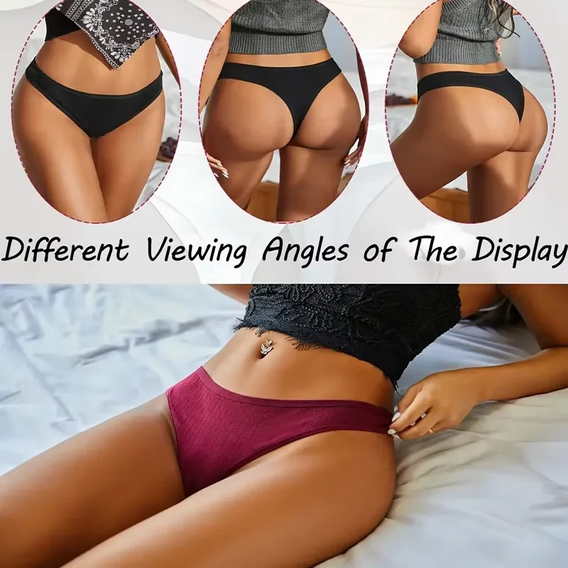 6 Pz/set Tessuto di Cotone delle Donne Perizoma Mutandine Femminile A Coste A Vita Bassa G-String Signore Bikini Sexy di Colore Solido Morbido Intimo S-XL