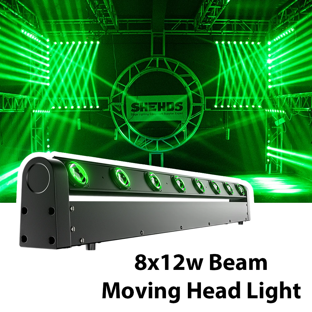 SHEHDS 8x12W Beam Moving Head RGBW 4w1 Bar Light do DJ Disco Wedding Party Stage Light Effect Professional DMX 512 Stage Light