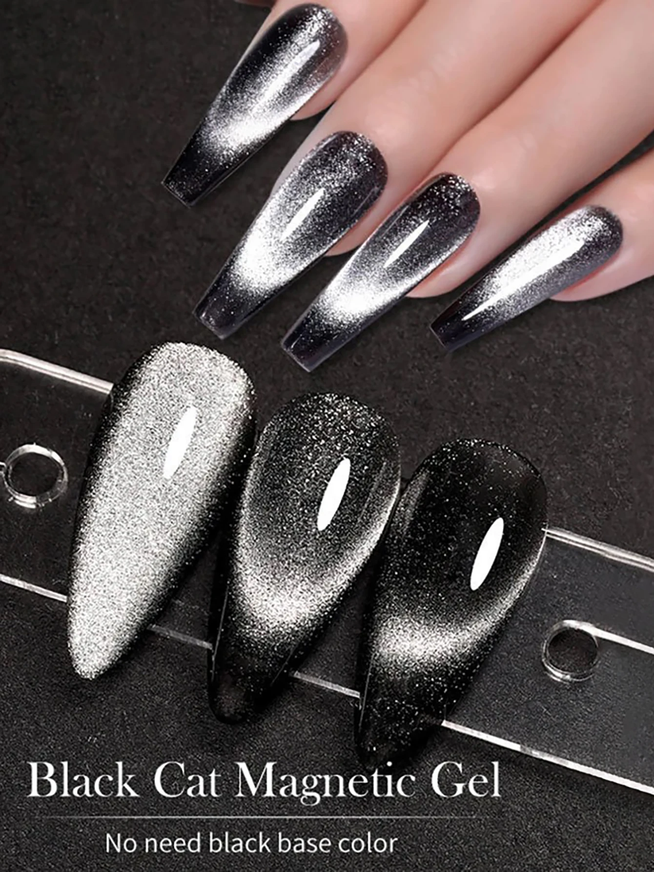 1-24 Uds WS Otoño Invierno uñas Popular negro ojo de gato Gel esmalte de uñas de moda Flash cuentas de vidrio ojo de gato salón de uñas arte de uñas