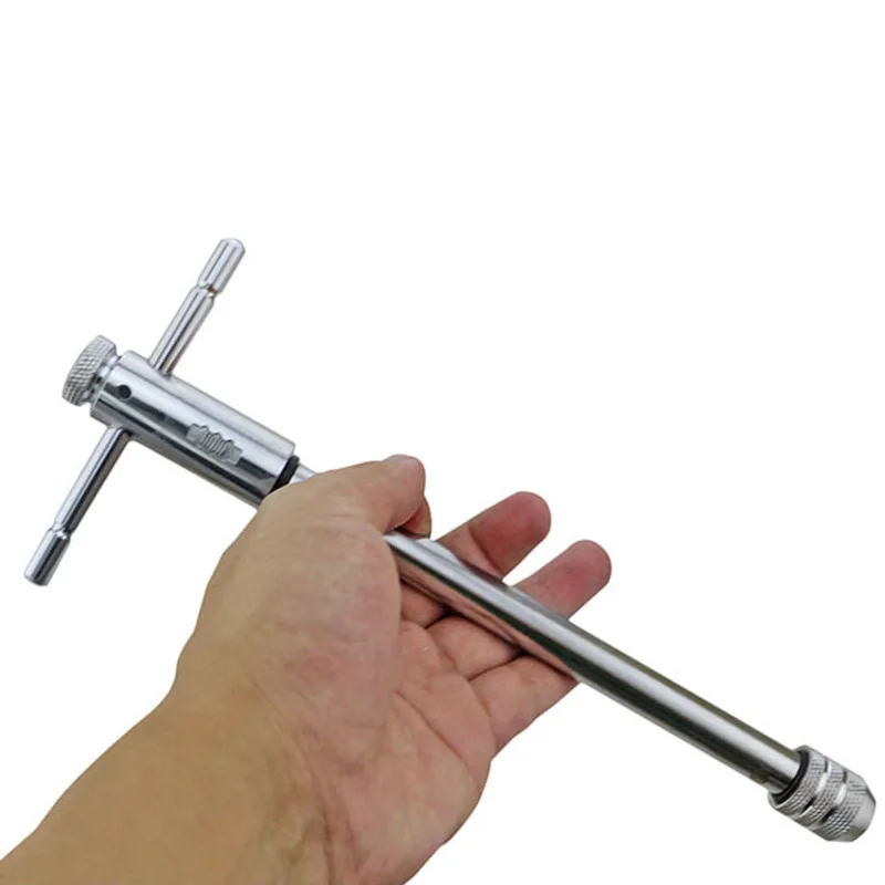 M3-8 ajustable con mango en T, llave de grifo de trinquete, soporte de tornillo, rosca macho, enchufe métrico, herramientas de taller mecánico, herramienta de mano