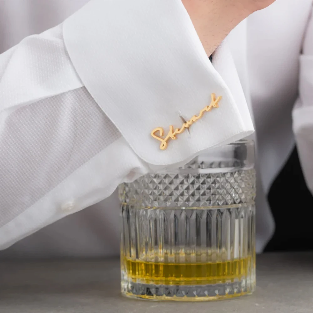 ส่วนบุคคลที่กําหนดเองชื่อ Cufflinks,สแตนเลสประณีตและแฟชั่นชายเสื้อ Cufflinks,ของขวัญสําหรับสามี