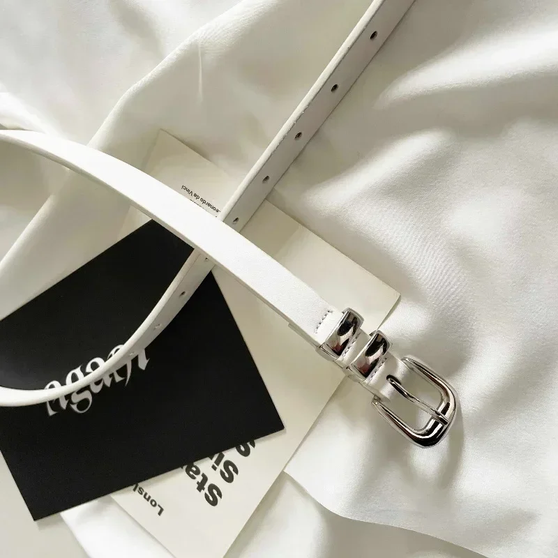 Женские ремни в минималистском стиле, простые однотонные универсальные ремни, серебряные ремни с металлической пряжкой, модные ремни