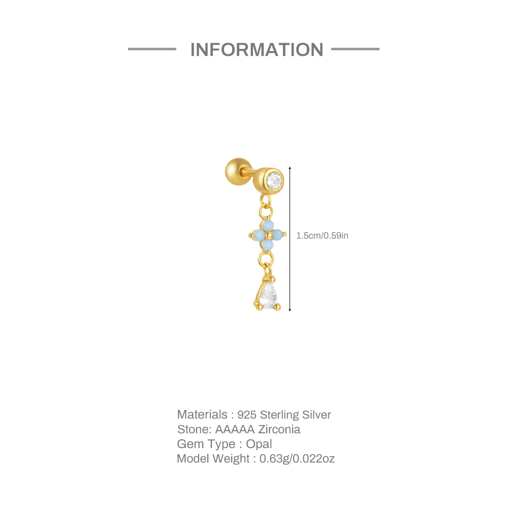 Aide-pendientes de plata de ley 925 con circonita Y2K para mujer, aretes con pasador, cadena con borlas, joyería fina Simple, 1 ud.