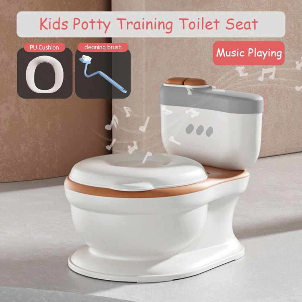 Assento higiênico potty realista para crianças, Assento de treinamento para meninos e meninas, Soft PU Pad, Wipe Storage, Função de reprodução de música