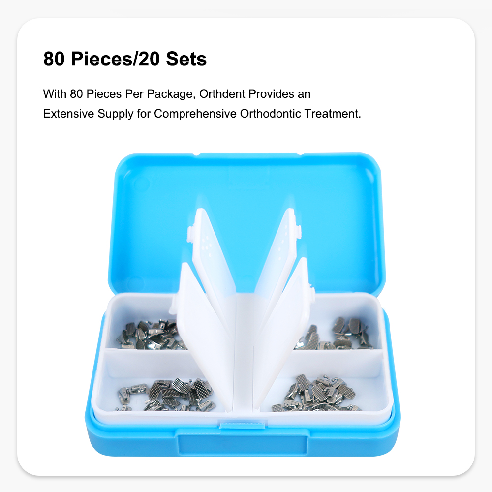 Denspay 80Pcs/20Sets Orthodontic  Buccal Tube Set Mesh Base Brakets Bondable Convertible Buccal Tubes Dental Orthodontic