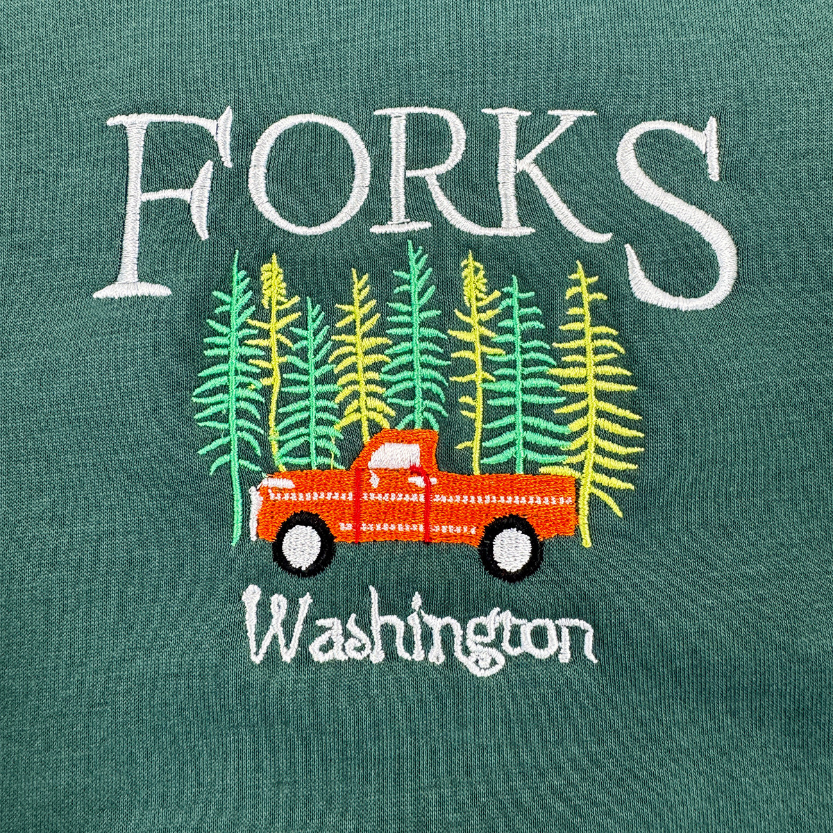 Forks Washingtonสไตล์วินเทจปักเสื้อUnisexฤดูใบไม้ร่วงหลวมผ้าฝ้ายหนาเสื้อ80S 90S Casual Pullover