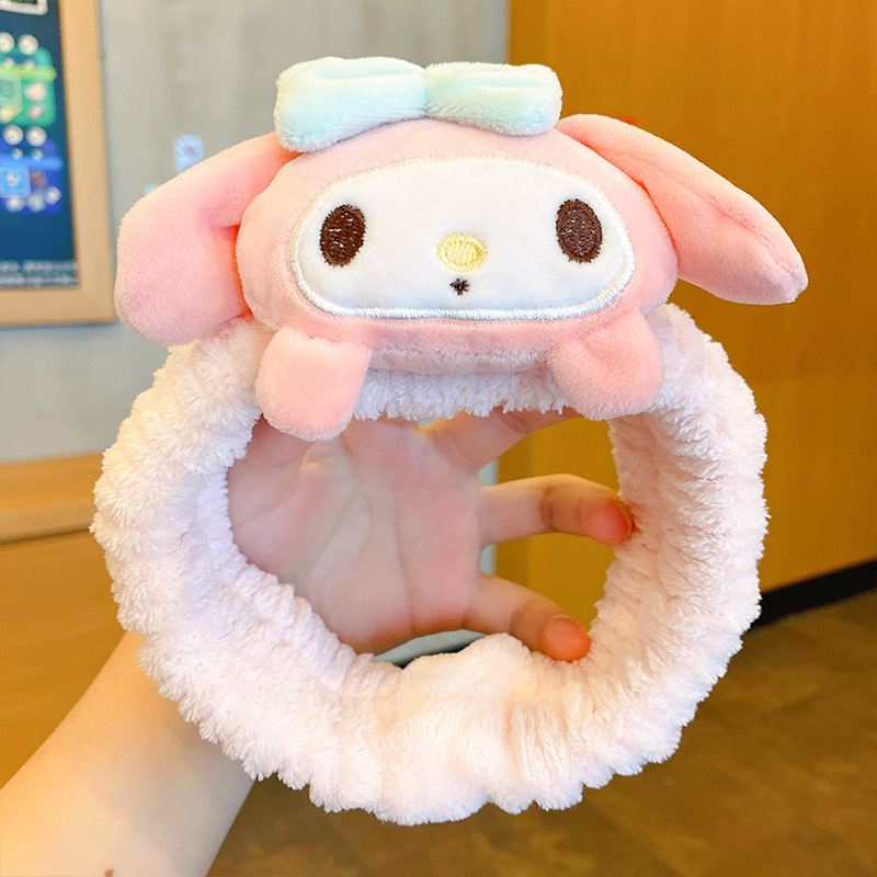Sanrio Kawaii Haarband Kuromi Melody Cinnamoroll Plüsch Stirnband Waschen Make-up Haargurte Süße rutschfeste weiche Material Geschenke
