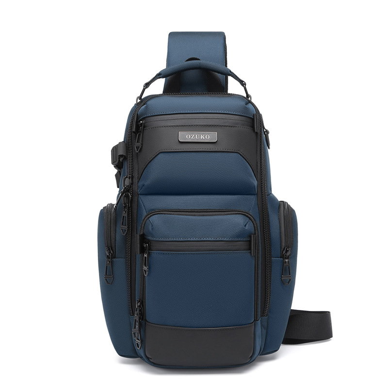 Bolsa de peito OZUKO, bolsa crossbody multifuncional elegante, bolsa crossbody de viagem leve e à prova d'água para homens