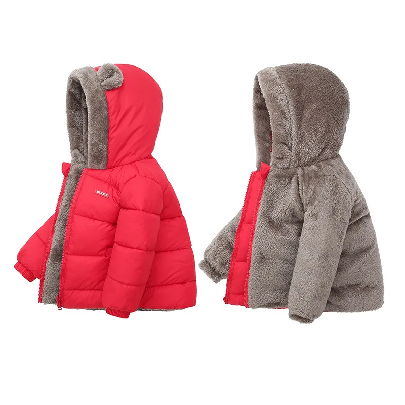 Bebê meninos meninas jaqueta com capuz algodão outerwear crianças grosso casaco de lã cashmere acolchoado jaquetas inverno meninos meninas casacos quentes