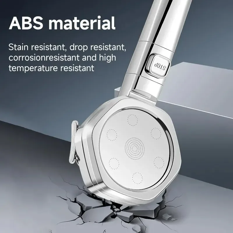หัวฝักบัวแรงดันหกเหลี่ยมสี่ความเร็ว Supercharged Hard ABS กรองน้ําทนฤดูใบไม้ร่วงอุปกรณ์ห้องน้ํา