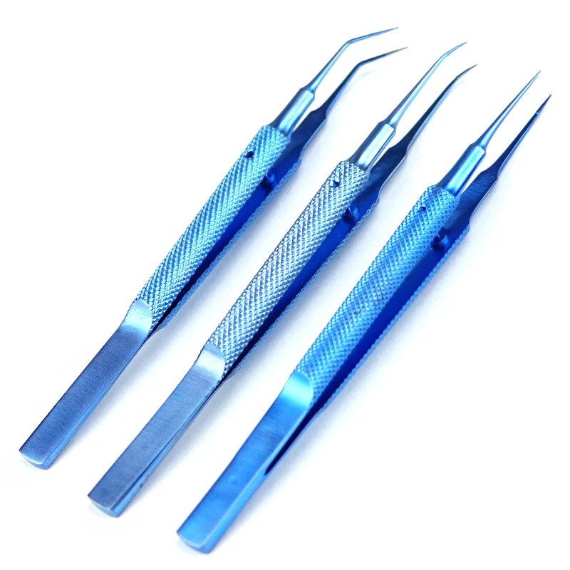 Titanium alloy microscopic tweezers double eyelid surgery tool ophthalmology straight bending platform with gums