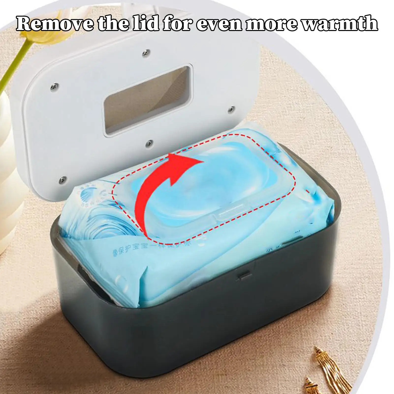 Baby-Feuchttücherwärmer und Spender mit Lichtern, USB-Aufladung, schnelles Aufheizen, Babyprodukt für Geschäftsreisen, Straßenausflüge