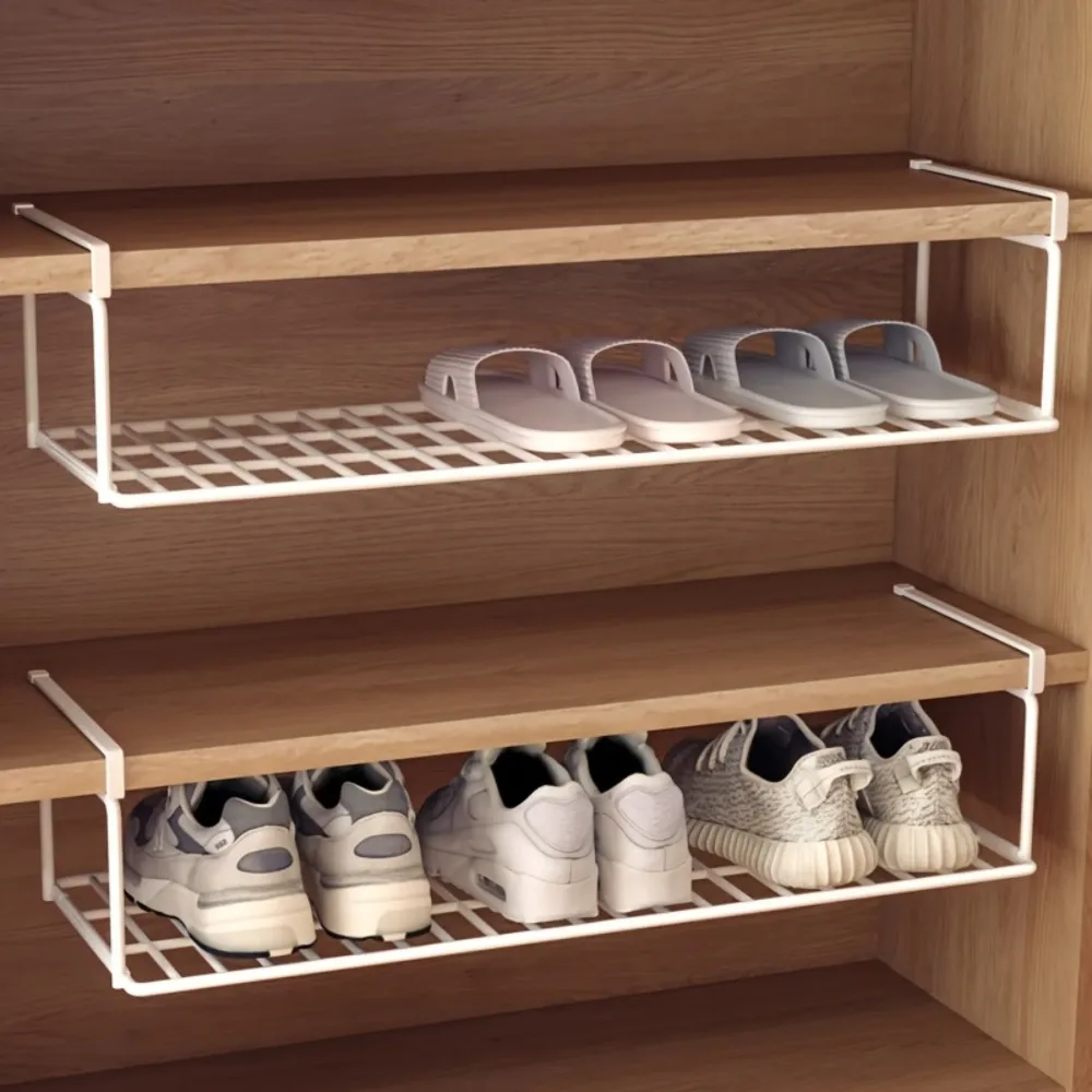 1pc Retractable Shoe Cabinet Organizer Adjustable Storage Shelf Space Saving Hanging Partition for Closet Door Wardrobe