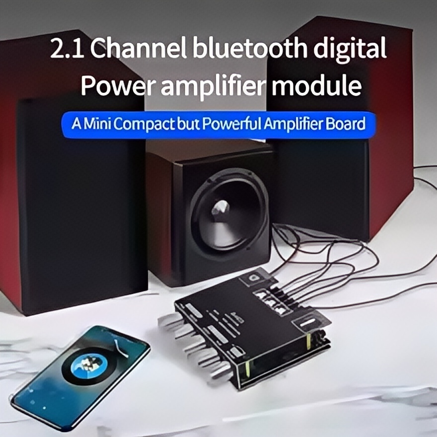 Placa amplificadora Bluetooth 5.0 ZK-MT21, sistema estéreo de 2.1 canais de 200 W (50 W x 2 + 100 W) para subwoofer poderoso, reforço de graves, entrada AUX