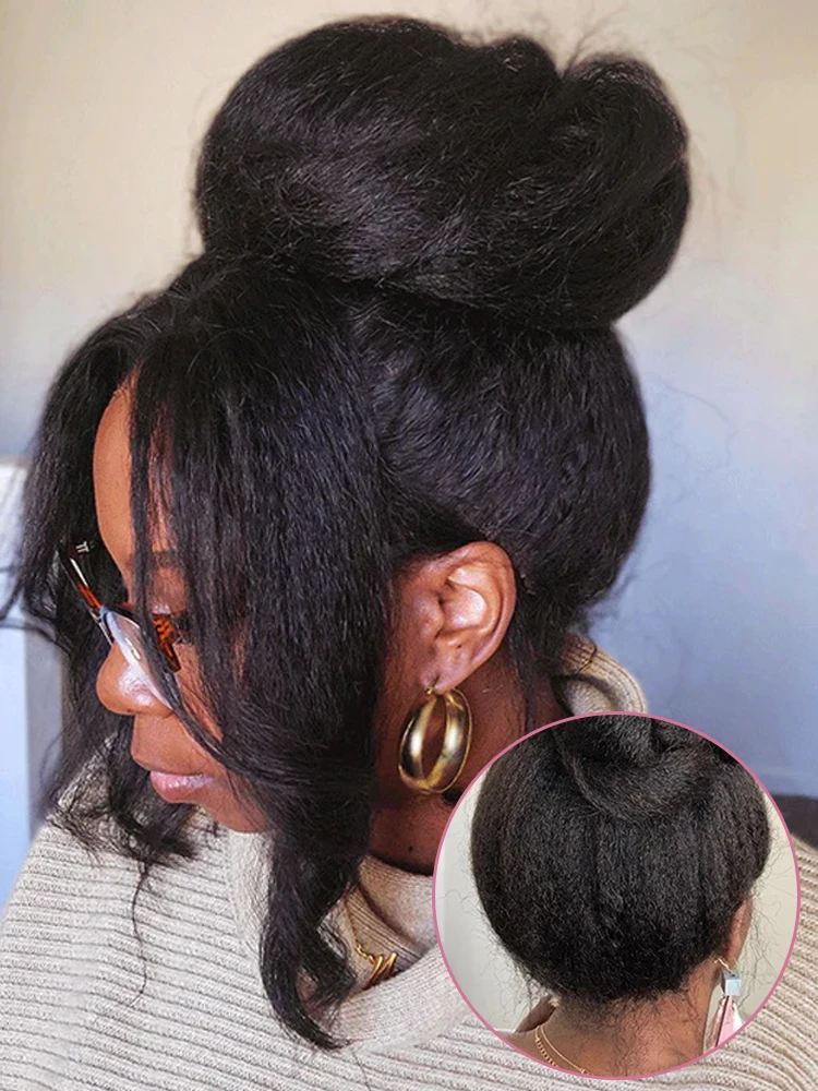 Parrucche anteriori in pizzo 360 diritte crespi ad alta densità Capelli umani brasiliani 40 pollici Yaki dritto 13x6 HD Parrucca frontale in pizzo prepizzicata