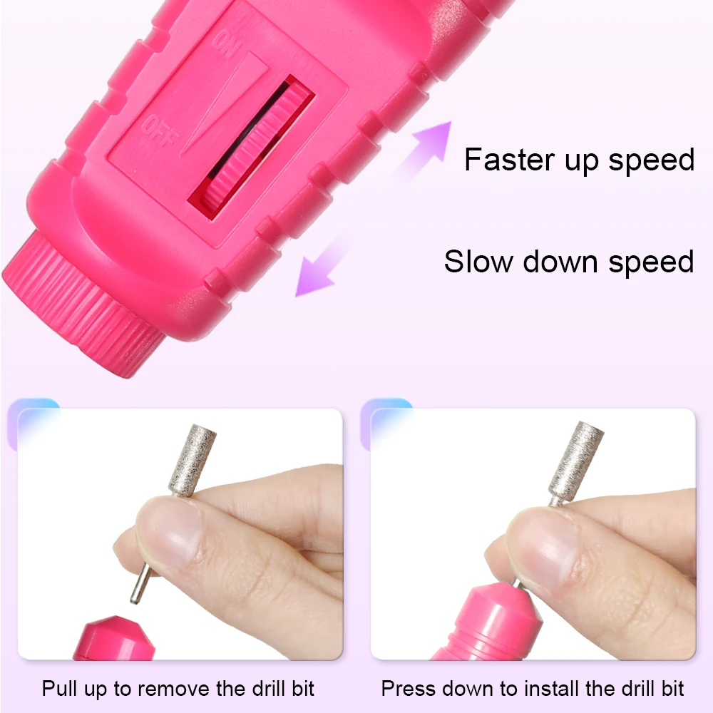 LINMANDA 6 In 1 เครื่องเจาะเล็บไฟฟ้าชุดลบขัดเล็บแบบพกพาเล็บแฟ้มเล็บเจาะอุปกรณ์ปากกาเครื่องมือเครื่อง