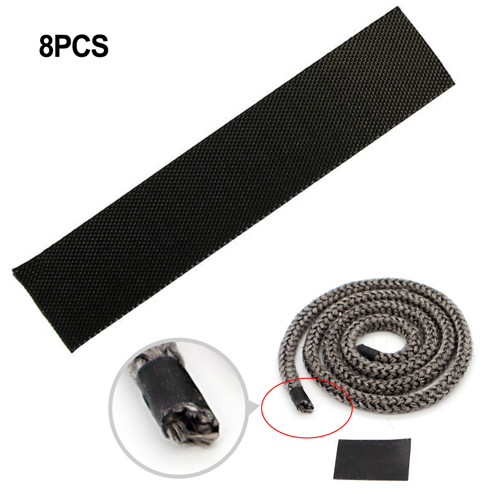 8pcs 10x2.5cm Self-Adhesive Fireplace End Tape Glass Fabric Black Tape Sealing Cord End High Temperature Resistance Stoves Parts
