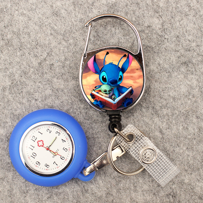 Doutor dos desenhos animados azul mouse enfermeira estilo relógio de bolso multifuncional retrátil e com clipe para homem e mulher