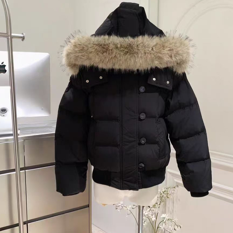 Vrouwen Herfst Winter Bont Capuchon Vrouwen Bovenkleding Dikke Dowon Katoen Gewatteerde Slanke Korte Parka Vrouwelijke Cropped Puffer Bubble
