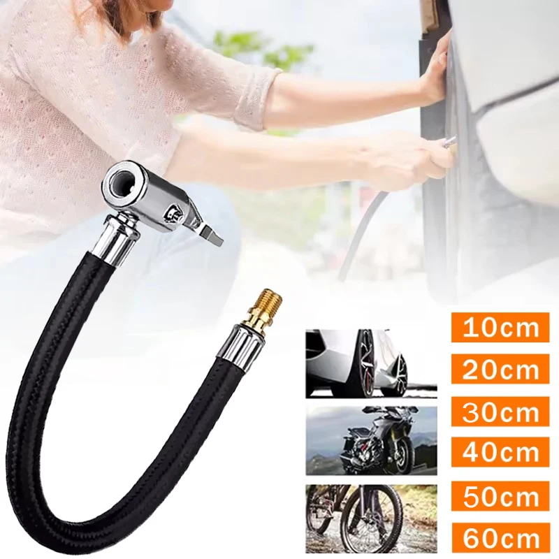 Mangueira infladora de pneus de carro, adaptador de tubo de extensão de bomba de ar, reparo de pneus, mangueira inflável para motocicleta, bicicleta, acessórios automotivos