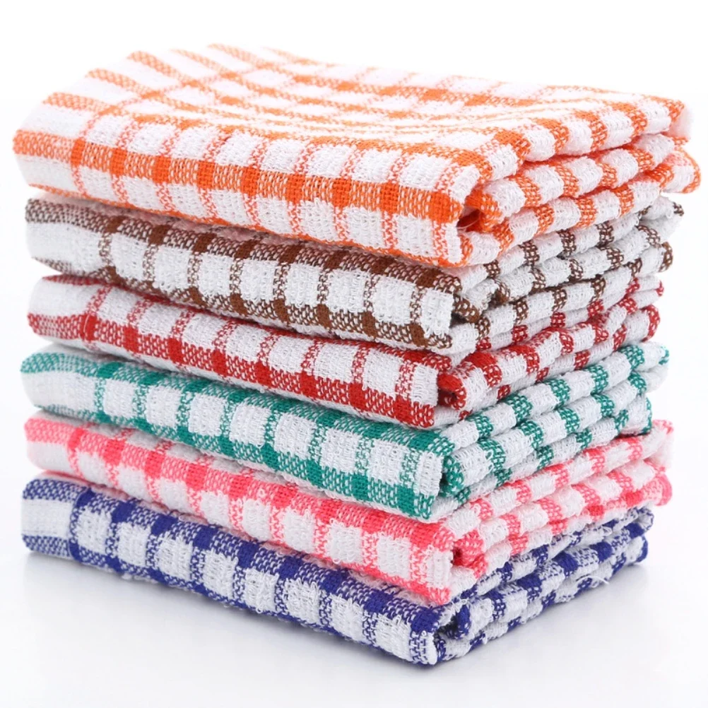Toallas de cocina de algodón, 6 uds., absorbentes, sin pelusa, Catering, restaurante, paños para platos, paño de limpieza, toalla de limpieza de cocina