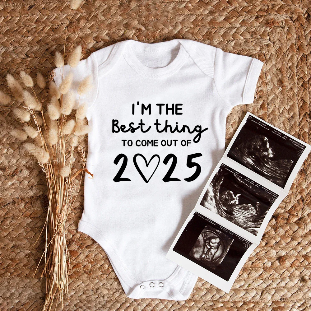 Estoy la mejor cosa 2025 ropa de bebé recién nacido monos de verano de algodón blanco para bebés mameluco de manga corta para niños y niñas