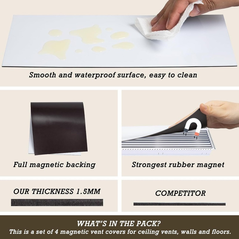 Capas de ventilação magnéticas fortes para registros de ar padrão de piso doméstico 5,5 × 12 polegadas 1 peça capa de ventilação folha magnética flexível