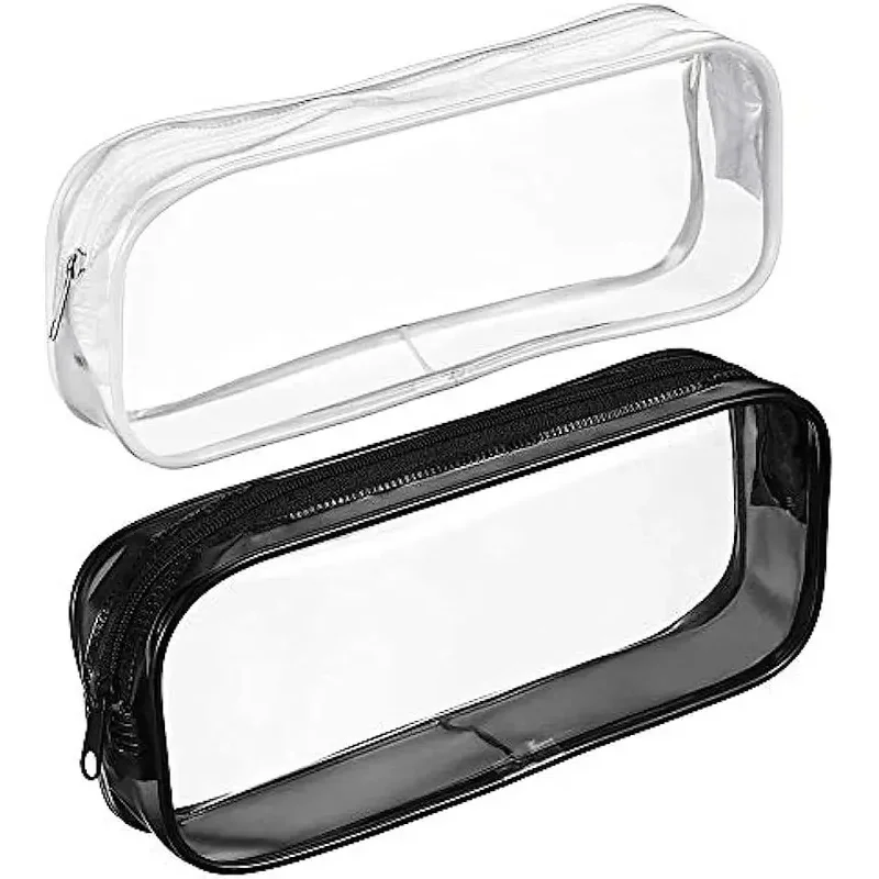 Astuccio impermeabile trasparente in tinta unita: organizer per trucco e forniture scolastiche di grande capacità per ragazze e uso in ufficio