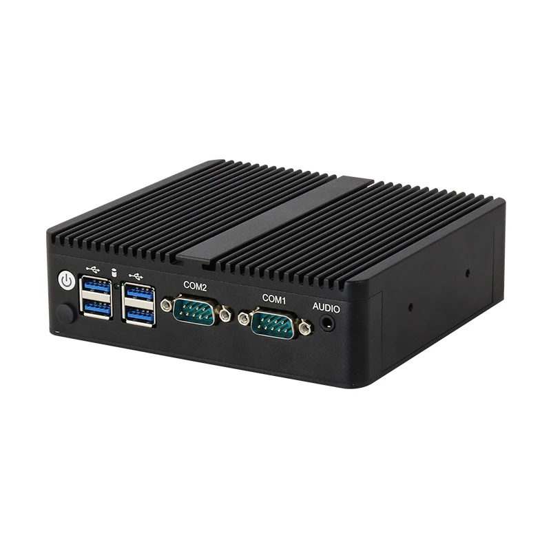 Mini PC industrial sem ventilador Intel Celeron J6412 J4125 J1900 2x COM RS232 RS485 2x GbE LAN 6x USB WiFi 4G LTE SIM Windows Linux