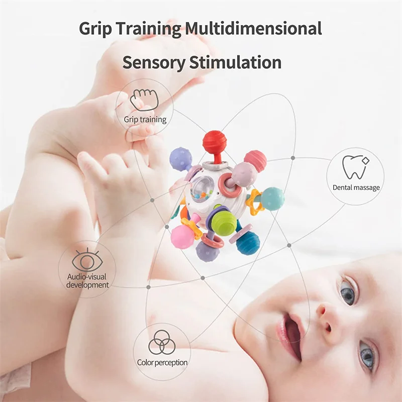 Rotating Rattle Ball Toy Baby Toys 0 12 Month Grasping  Activity Learning Educational Teether Sensory Toys for Babies 1 2 3 Year