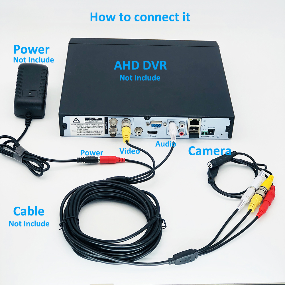 Аналоговая камера безопасности Mini AHD 1080p, объектив 3,7 мм, BNC/RCA/DC, видео/аудио/мощность, вариант PAL/NTSC