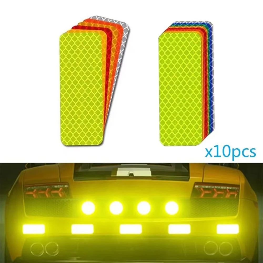 10 pezzi adesivi riflettenti per paraurti auto nastro riflettente striscia di avvertimento adesivi riflettenti sicuri decalcomanie avviso di sicurezza