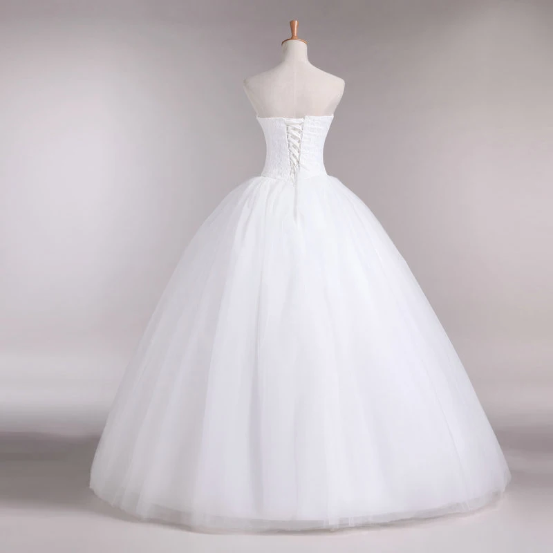 Mode Einfache Klassische Ballkleid Off White Hochzeit Kleid Spitze Up Süße Ärmellose vestido de noiva spitze Appliques