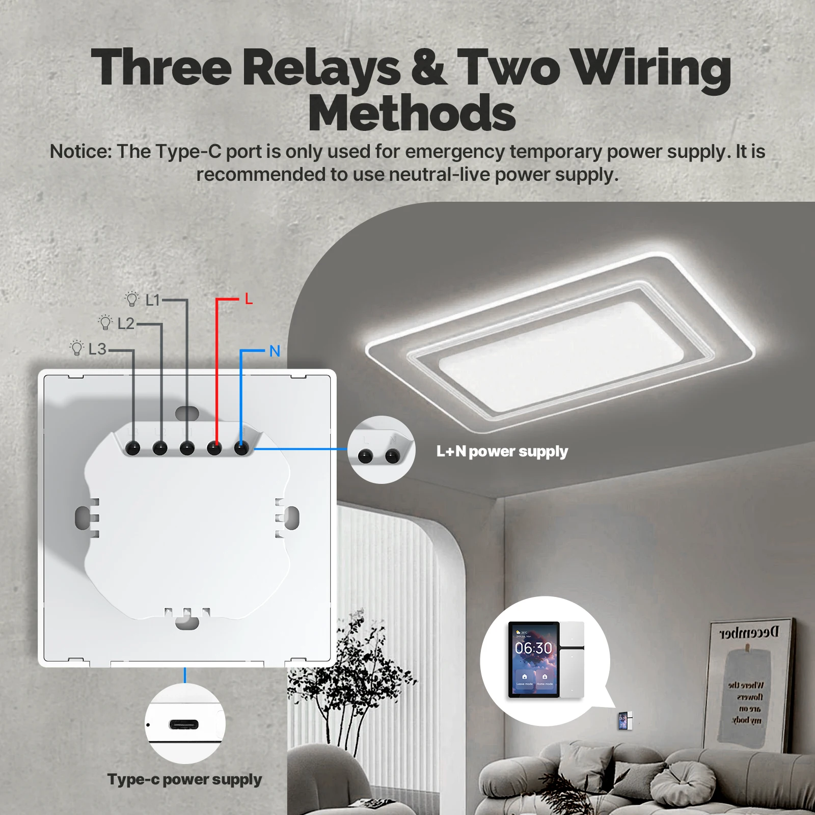 MOES Tuya WiFi 3.5 นิ้วสมาร์ทแผงควบคุมหน้าจอ 3 รีเลย์ 3 ปุ่มทางกายภาพรีโมทคอนโทรล IR Bluetooth Sigmesh Hub ในตัว