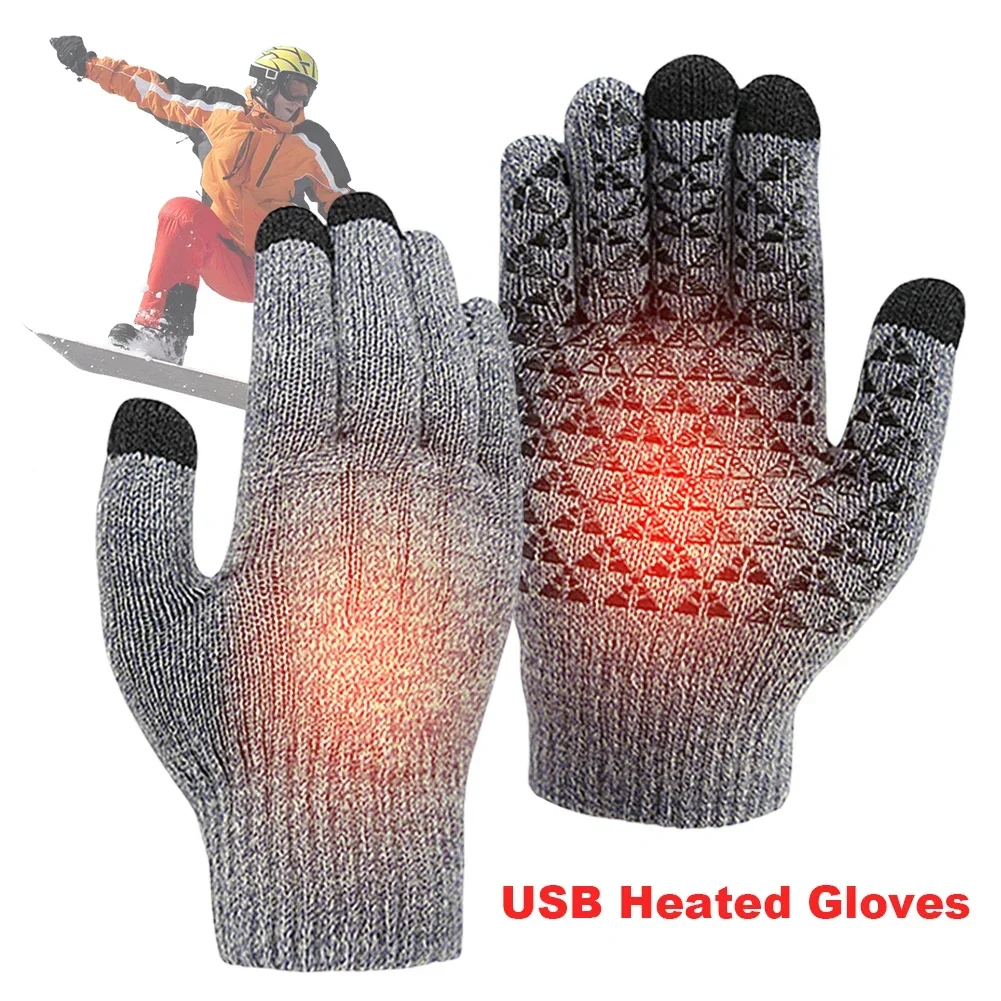 Motorrad Fahrradhandschuhe USB Heizhandschuhe Touchscreen Winter Snowboard Handschuhe für Rucksackreisen Bergsteigen Reiten Camping