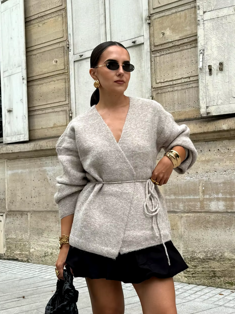 Autumn Winter Solid V-neck Knitted Cardigans Women Casual Lace-up Long Sleeve Sweater 2024 Fashion Loose Lady Cardigans Coat