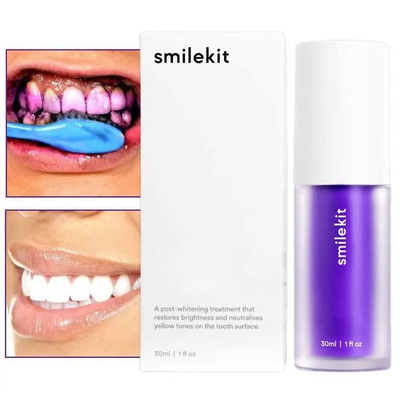 New V34 Purple Color Corrector Toothpaste 30ml Instant Smile Brightening Enamel Repair Fresh Breath Whitening Teeth Toothpaste