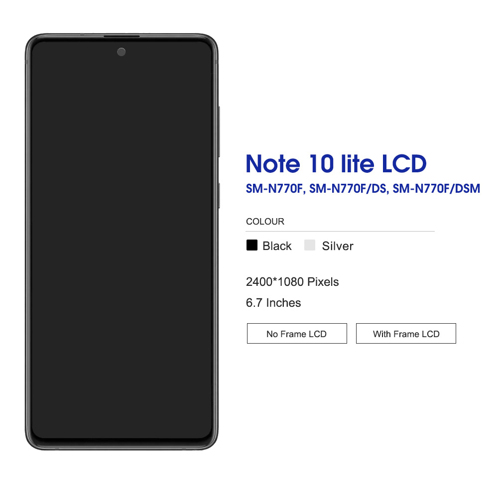 6.7 "amoled para samsung note 10 lite display lcd tela de toque montagem substituição para samsung note10 lite n770 n770f com quadro