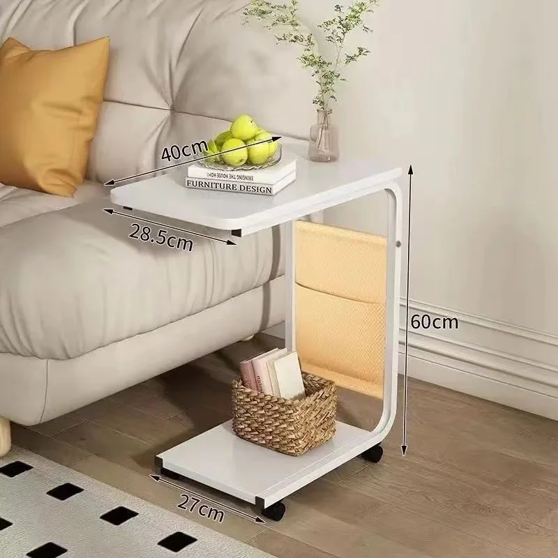Mesa de cabeceira móvel com roda, sala, sofá, mesa