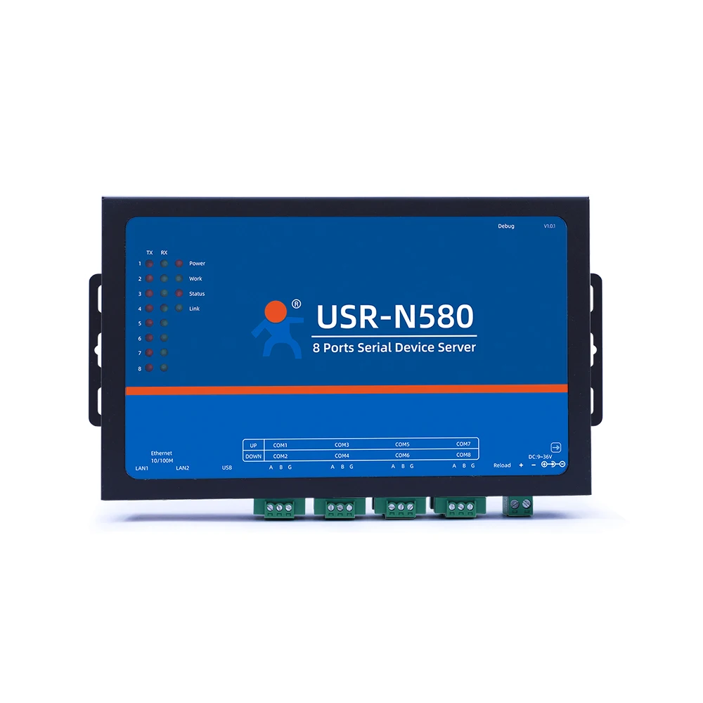 8 RS485-poorten Seriële Ethernet-converter IOT-server van Modbus Gateway RTU naar Modbus TCP USR-N580