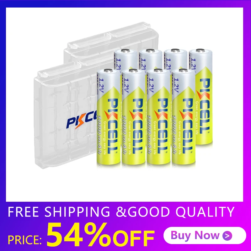 8 Chiếc Pin PKCELL AAA 1.2V Ni-MH Pin Sạc AAA 1000MAH 3A Aaa Đèn Pin Với 2 Máy Tính pin AAA/AA Pin