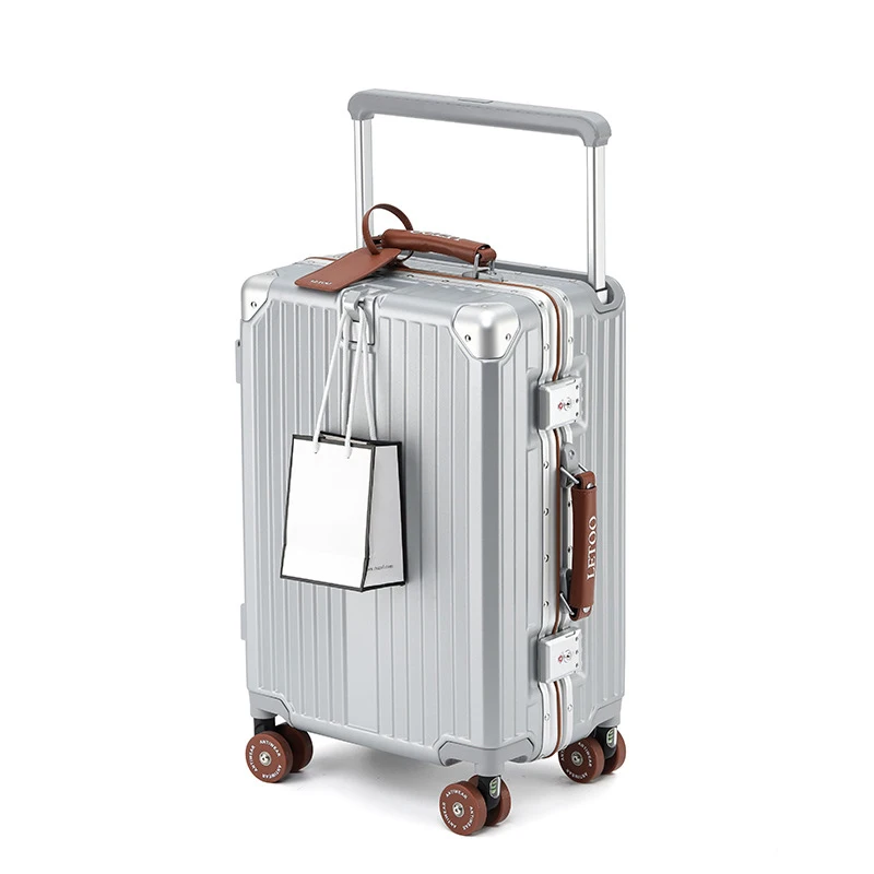 Nova Mala Ampla Handle Bagagem com Porta-Copo Mala De Viagem Cabine 20/24/26 Polegada TSA Customs Bloqueio Sacos De Viagem caixa de couro