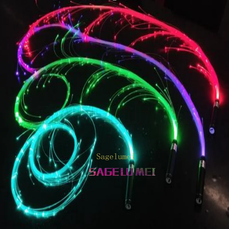 USB wiederaufladbares LED-Glasfaser-Peitschenlicht 360° °   Drehbare optische Peitsche, mehrfarbig, Disco-Tanz-Glühpeitsche, Sparkle Flow Party-Schnur