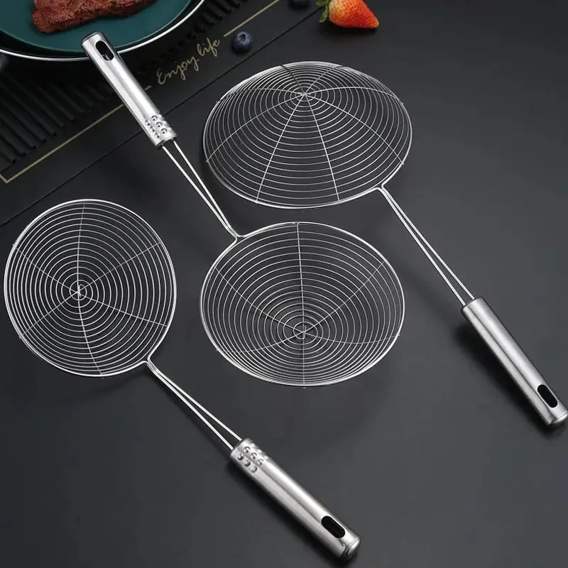 Oval Skimmer Stainless Steel Filter Mesh Oil Pot Food Filter Cookware Colander Fried Filter Kitchen Strainer Baking Cooking Tool